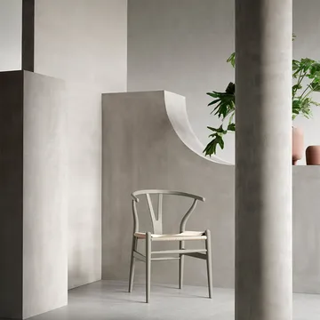 CH24 Y-stol Soft Crawford Wegner - Clay (grå)-naturflätad - Carl Hansen & Søn