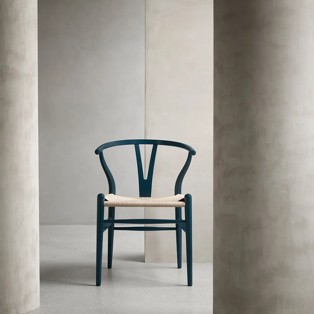 CH24 Y-stol Soft Crawford Wegner, North sea (blå)-naturflätad Carl Hansen & Søn