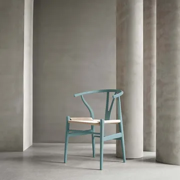 CH24 Y-stol Soft Crawford Wegner - Pewter (blågrön)-naturflätad - Carl Hansen & Søn