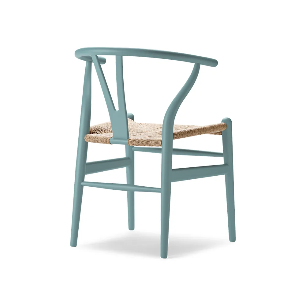 CH24 Y-stol Soft Crawford Wegner, Pewter (blågrön)-naturflätad Carl Hansen & Søn