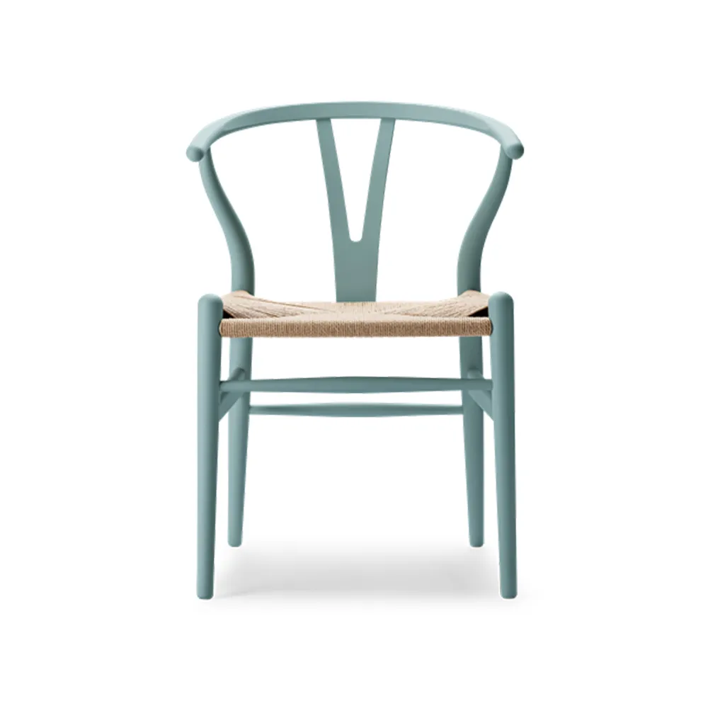 CH24 Y-stol Soft Crawford Wegner, Pewter (blågrön)-naturflätad Carl Hansen & Søn
