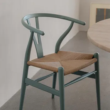 CH24 Y-stol Soft Crawford Wegner - Pewter (blågrön)-naturflätad - Carl Hansen & Søn