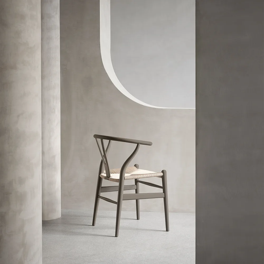 CH24 Y-stol Soft Crawford Wegner, Slate (beigebrun)-naturflätad Carl Hansen & Søn