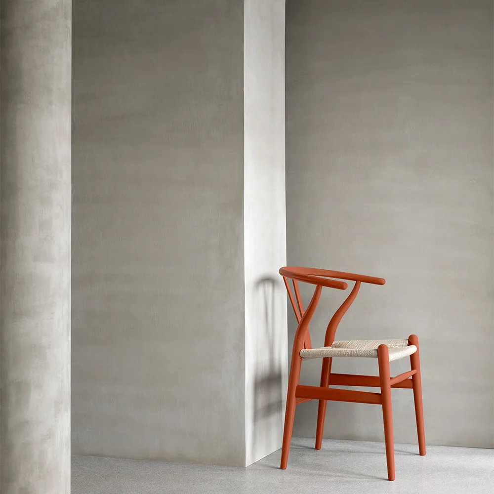 CH24 Y-stol Soft Crawford Wegner, Terracotta (röd)-naturflätad Carl Hansen & Søn