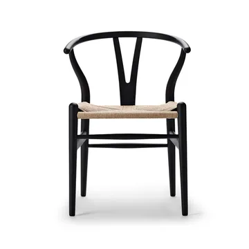 CH24 Y-stol Soft naturflätad sits - Black S9000-N - Carl Hansen & Søn