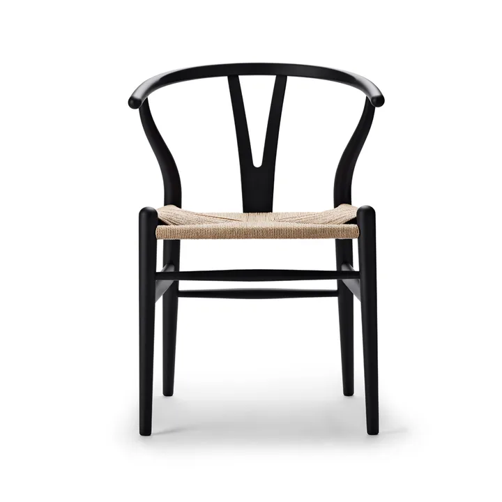 CH24 Y-stol Soft naturflätad sits - Black S9000-N - Carl Hansen & Søn