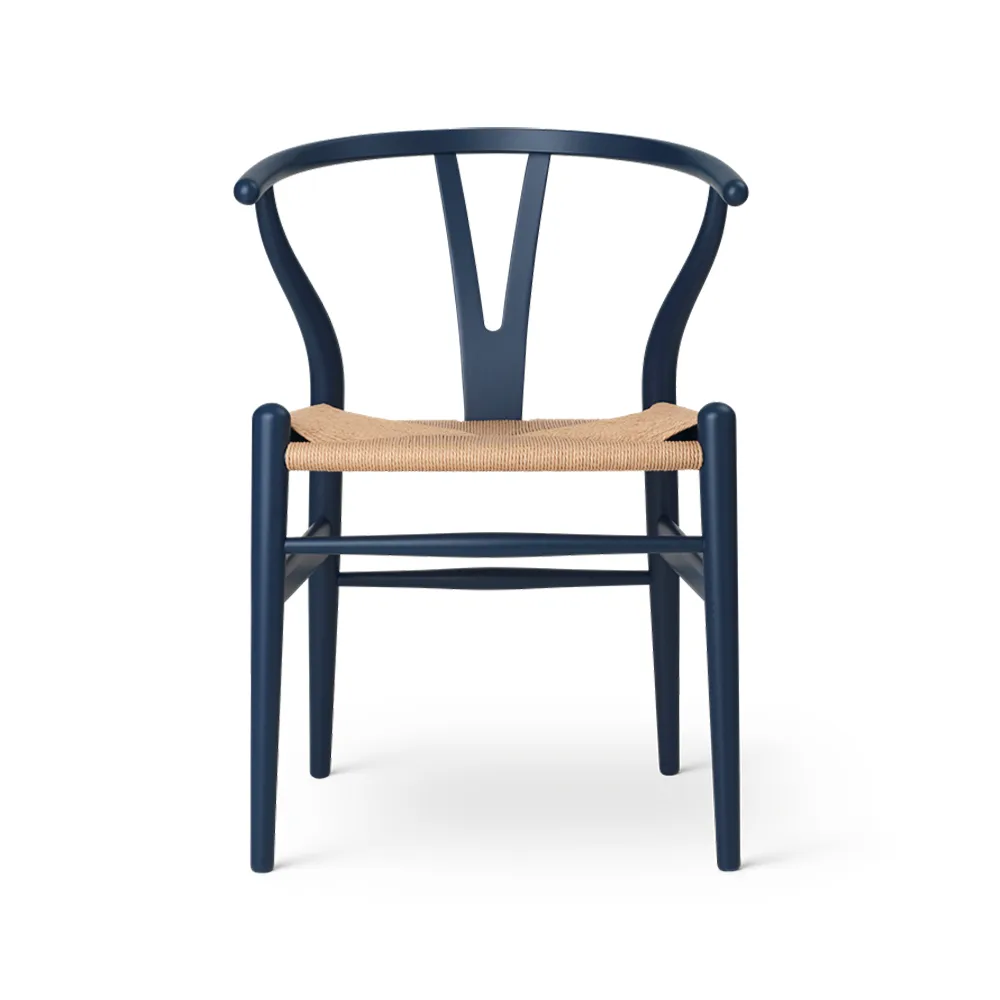 CH24 Y-stol Soft naturflätad sits, Blue S8010-R90B Carl Hansen & Søn