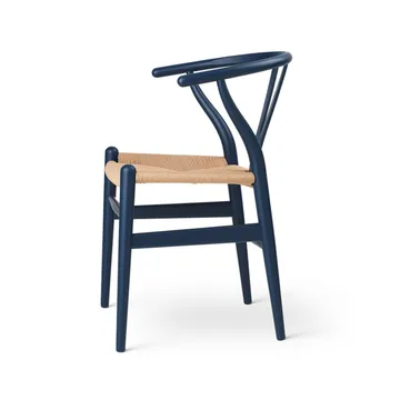 CH24 Y-stol Soft naturflätad sits - Blue S8010-R90B - Carl Hansen & Søn