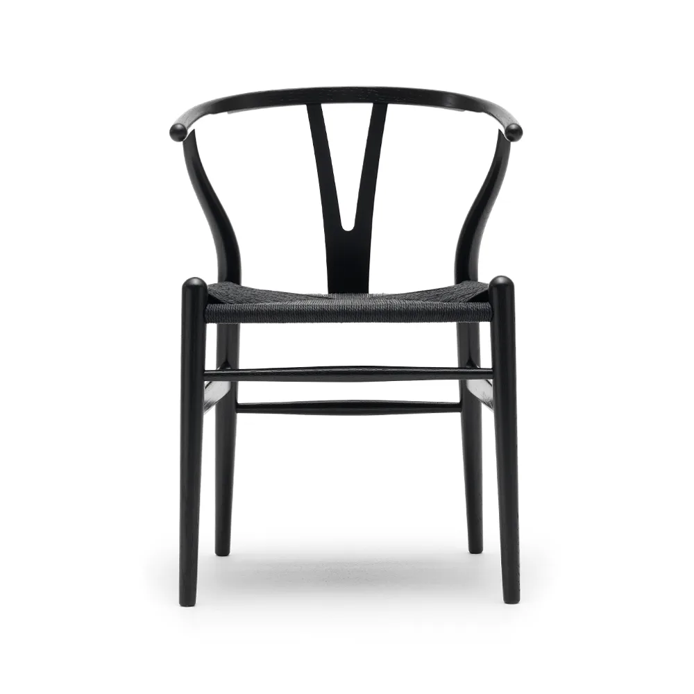 CH24 Y-stol, Svartlackad ek-svart paper cord Carl Hansen & Søn