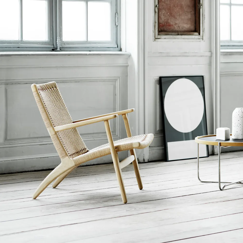 CH25 fåtölj, Svartlackad ek-naturflätad Carl Hansen & Søn