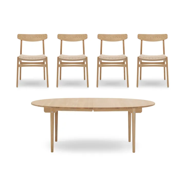 CH338 matbord + CH23 stol 4-pack - Oljad ek-natur - Carl Hansen & Søn