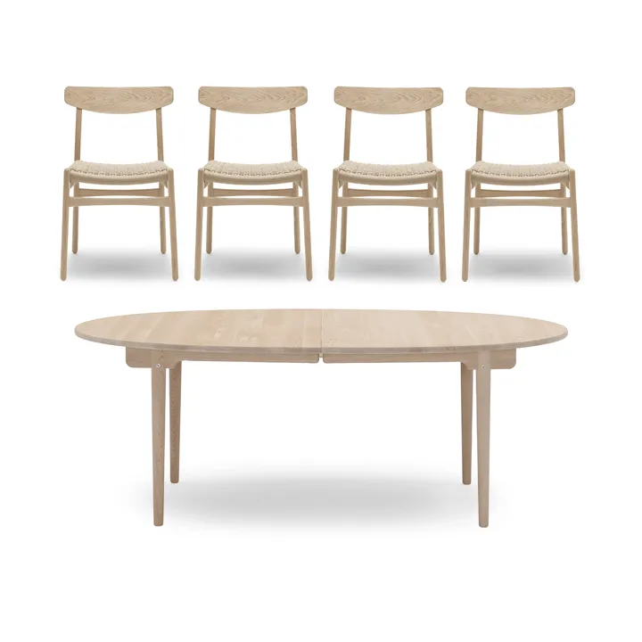 CH338 matbord + CH23 stol 4-pack - Vitoljad ek-natur - Carl Hansen & Søn