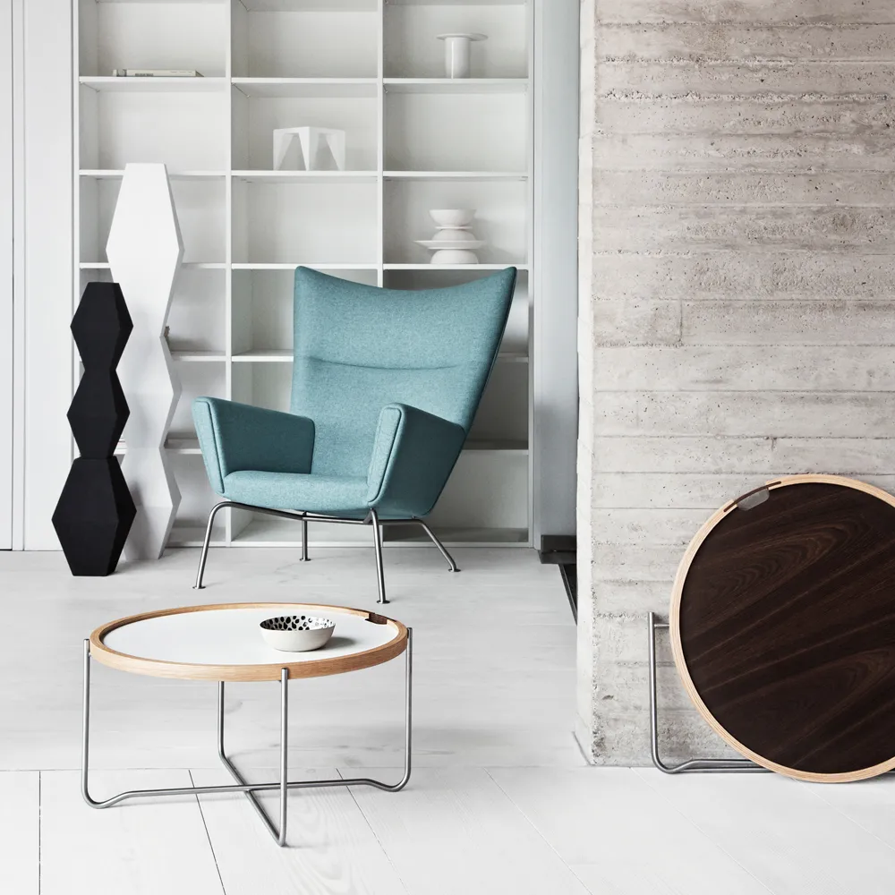 CH417 Tray brickbord rostfritt stål, Rökoljad ek Carl Hansen & Søn