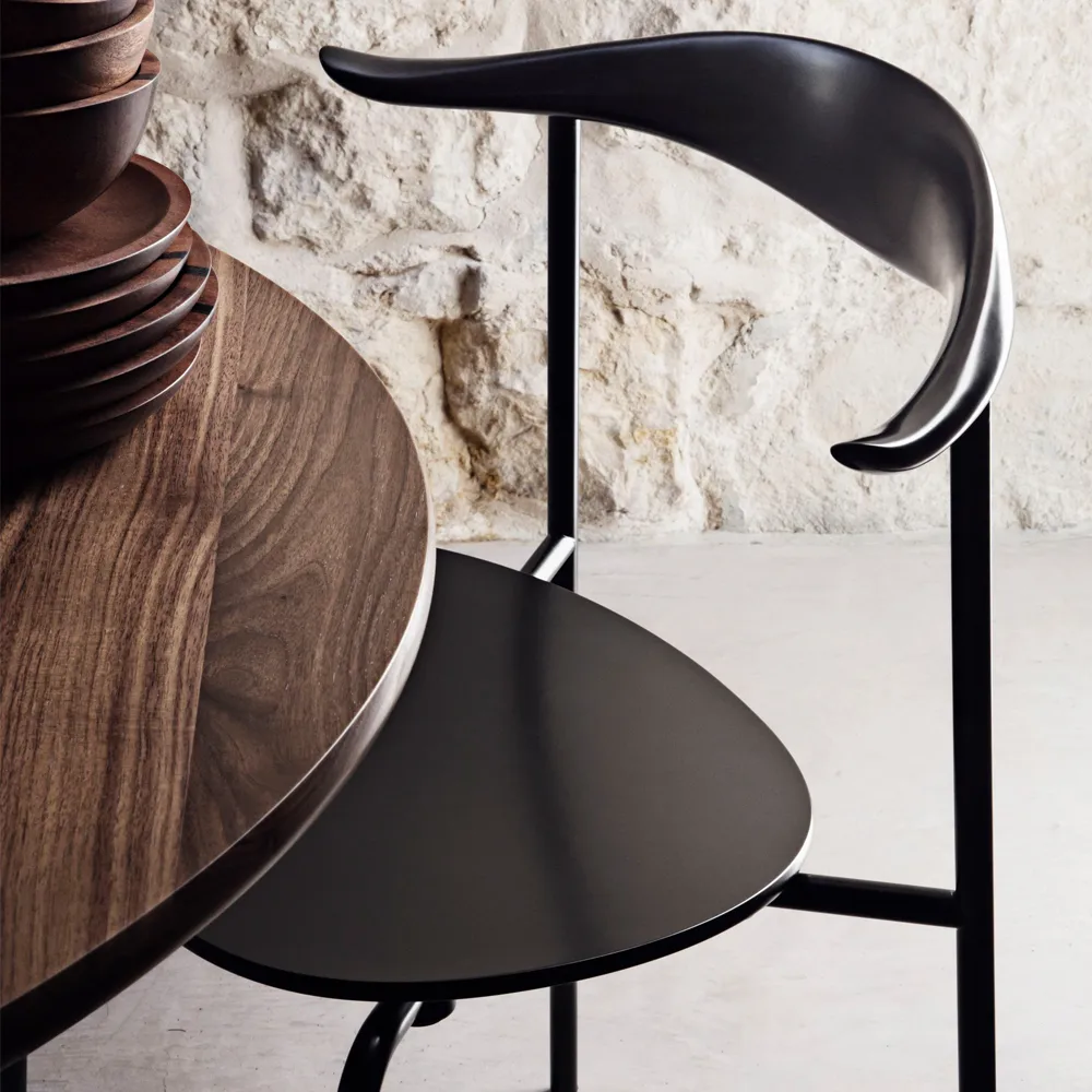 CH88T stol, Vitlackad bok-rostfritt stål Carl Hansen & Søn