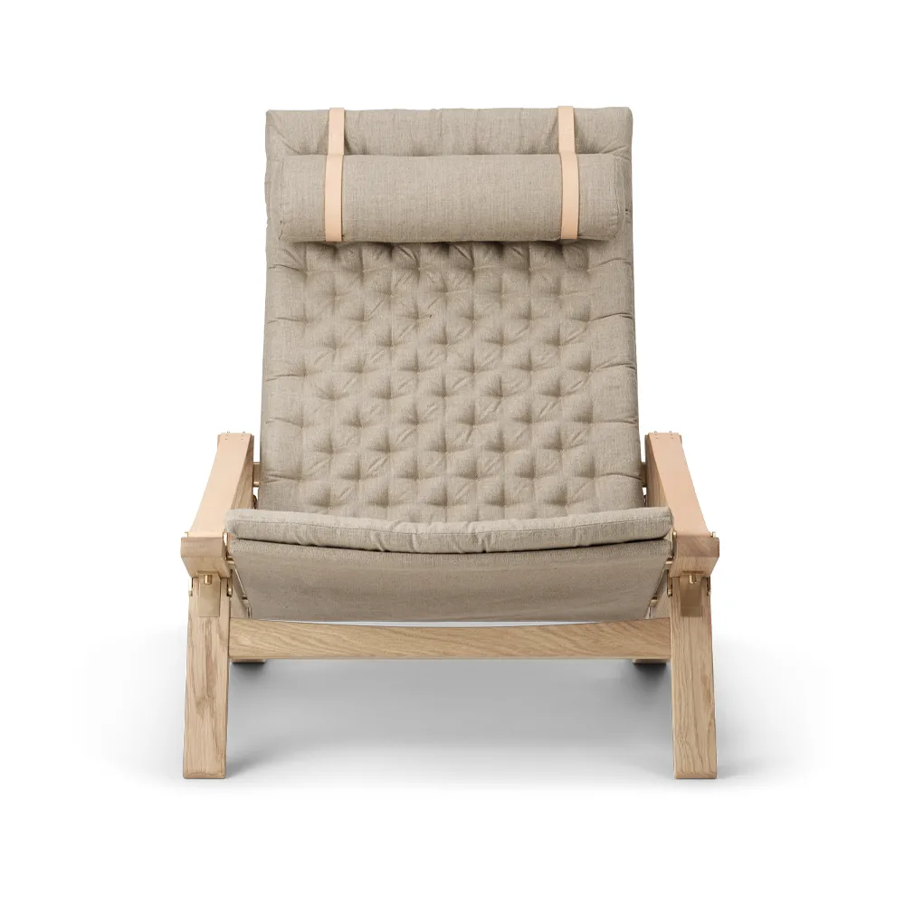 FK10 Plico fåtölj, Tyg canvas natur-vitoljad ek Carl Hansen & Søn