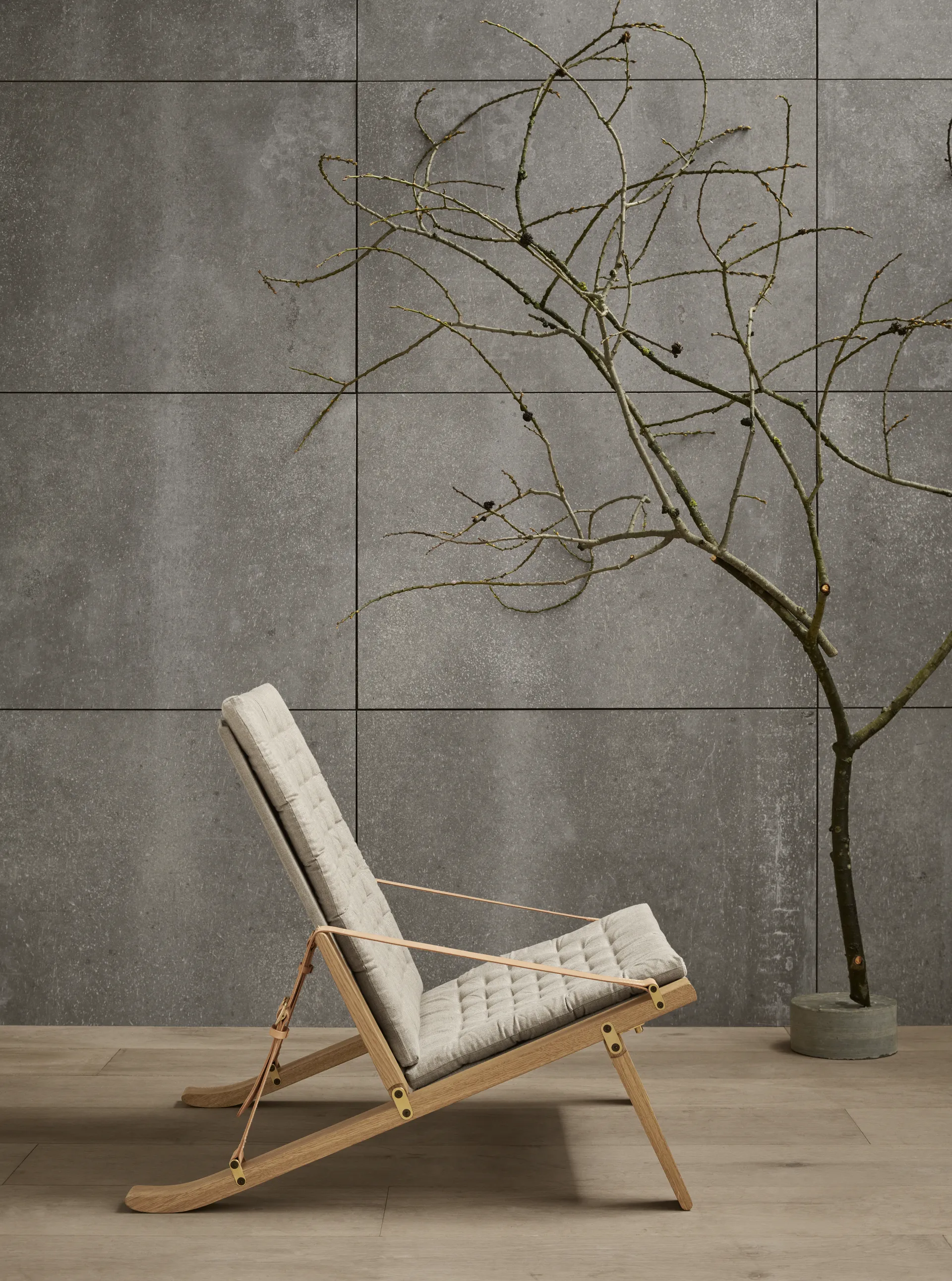 FK11 Plico fåtölj, Tyg canvas natur-vitoljad ek Carl Hansen & Søn