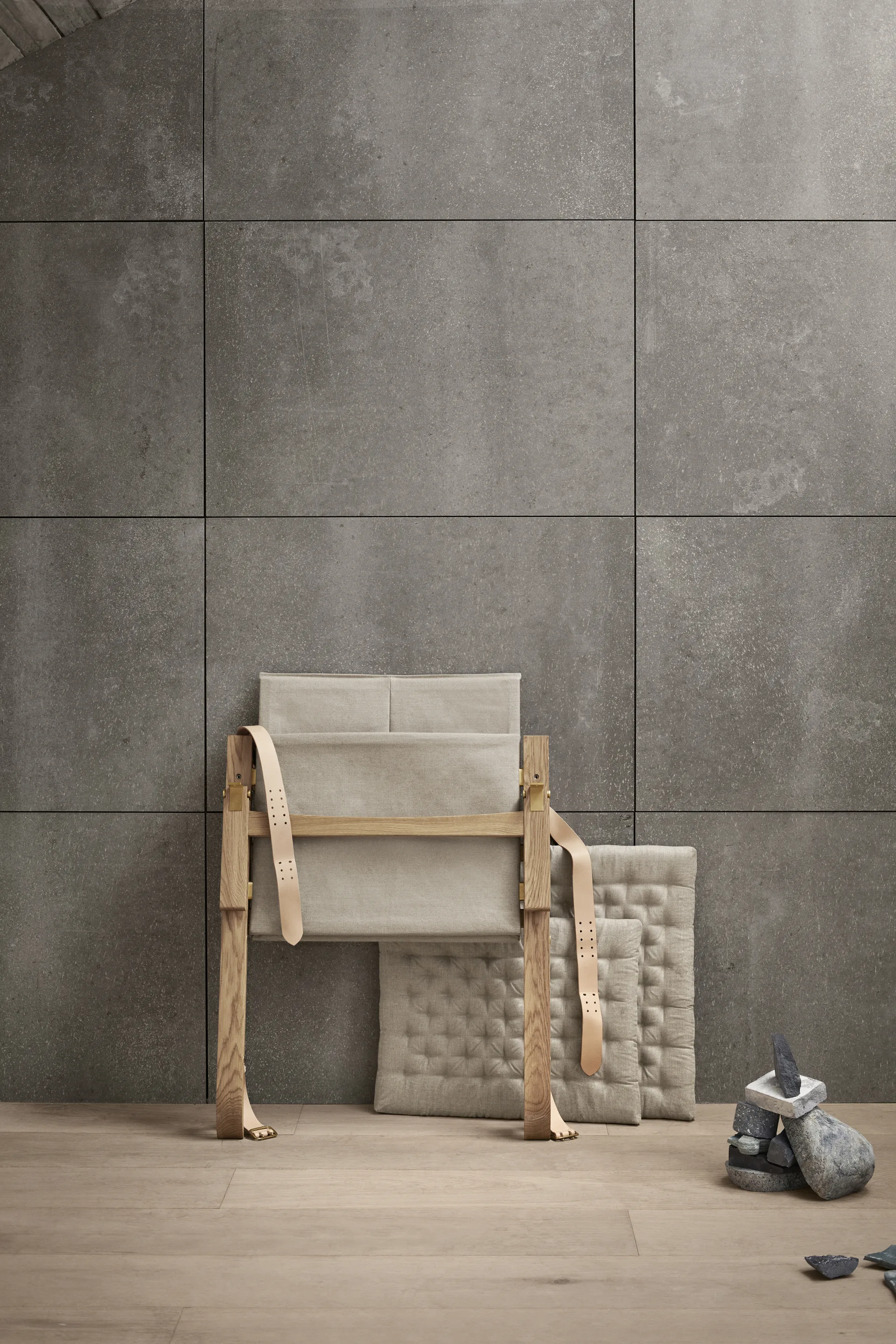 FK11 Plico fåtölj, Tyg canvas natur-vitoljad ek Carl Hansen & Søn