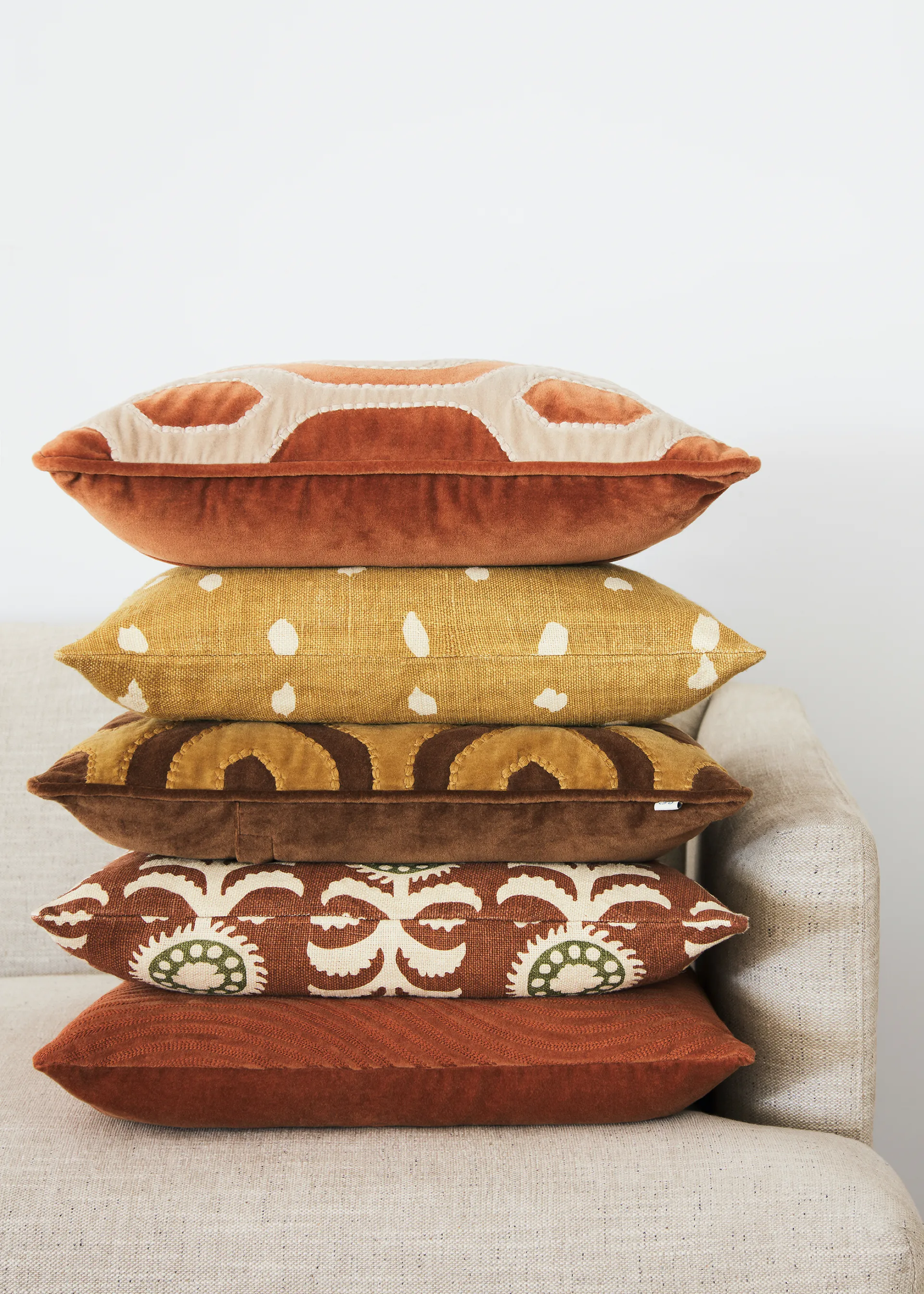 Alok kuddfodral 50x50 cm, Terracotta-cactus green Chhatwal & Jonsson