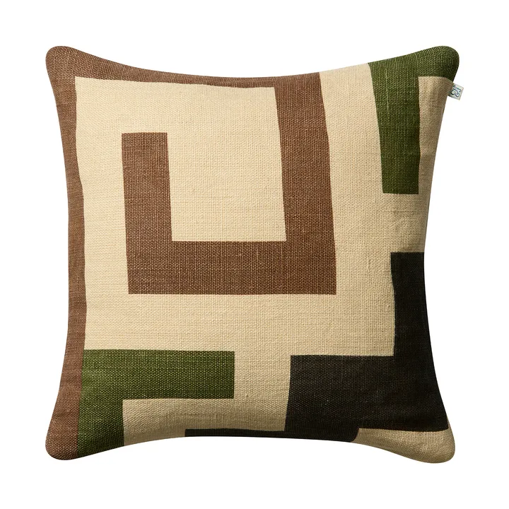 Aman kuddfodral 50x50 cm - Taupe-cactus green-brown - Chhatwal & Jonsson