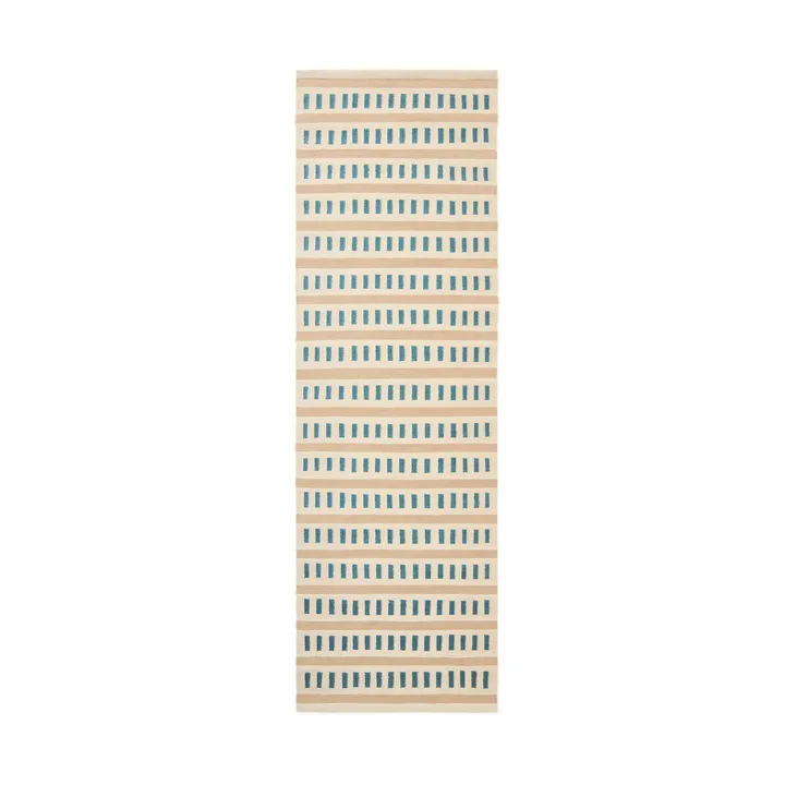 Ladakh ullmatta - Off white-light beige-heaven blue, 80x250 cm - Chhatwal & Jonsson