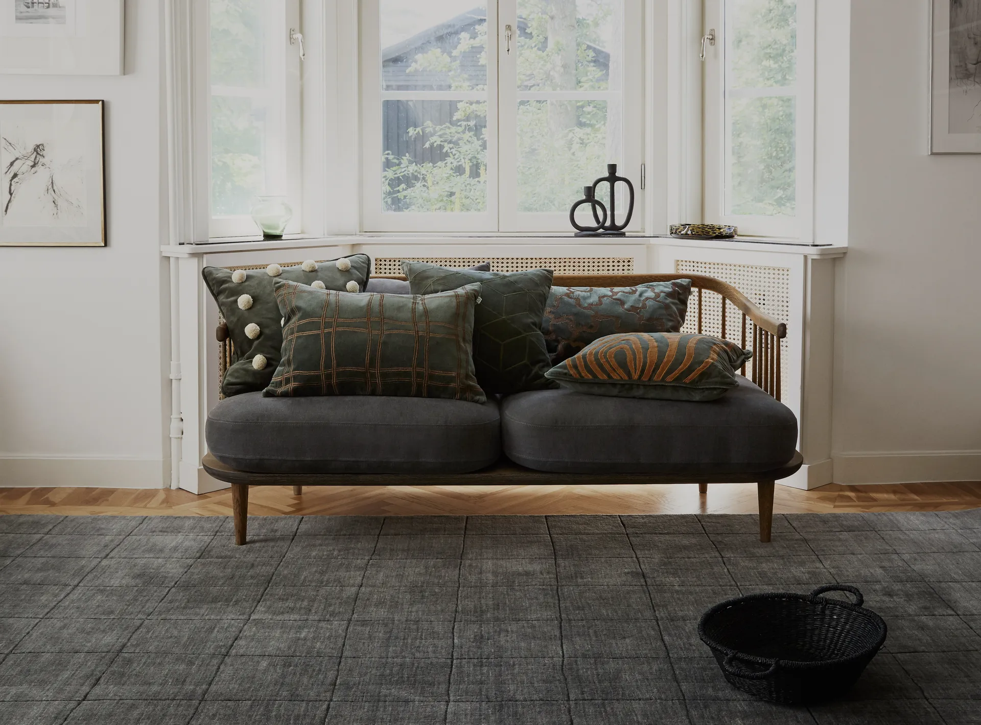 Tattersall kuddfodral 40x60 cm, Forest green-cognac Chhatwal & Jonsson