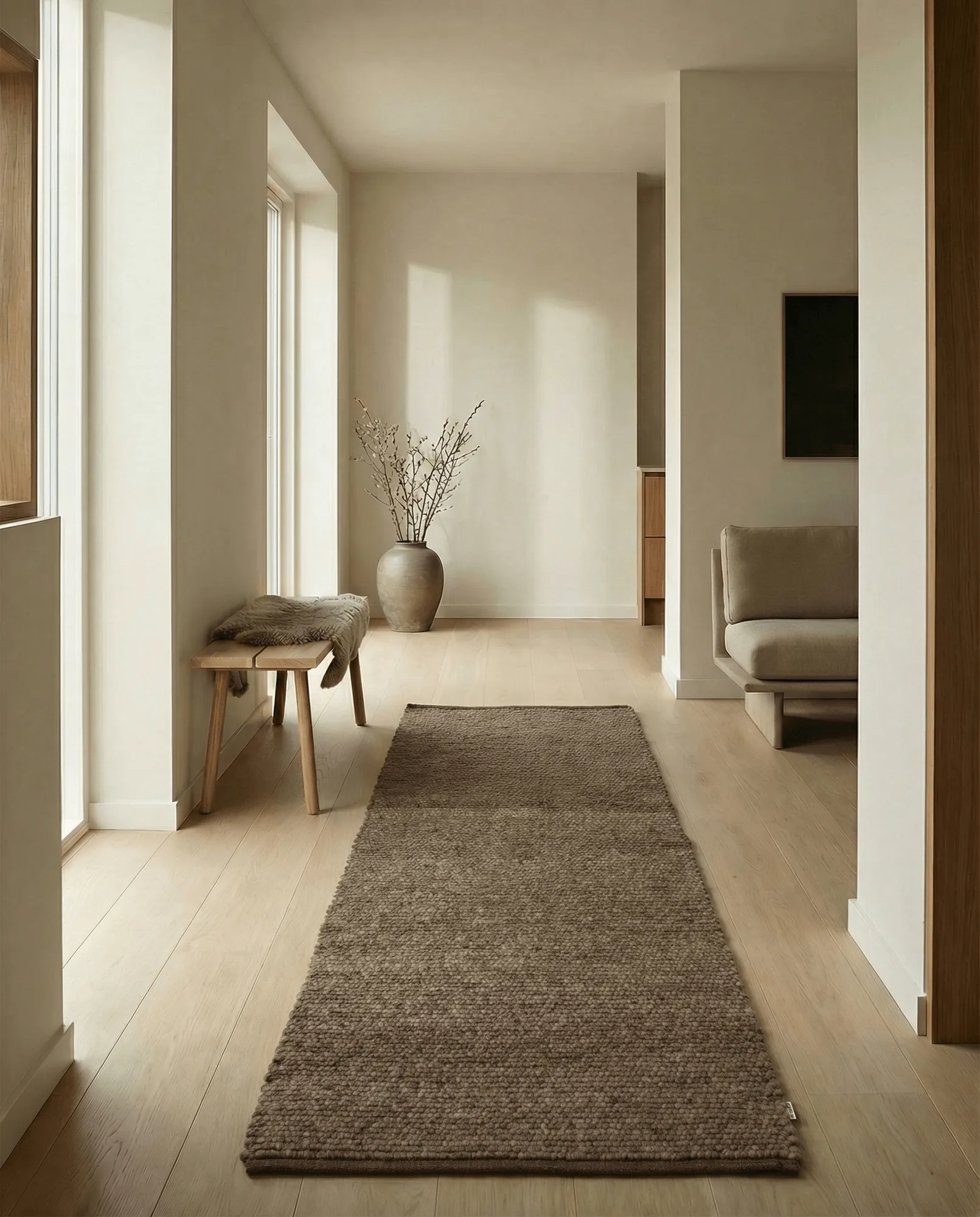 Merino gångmatta, Brun, 80x250 cm Classic Collection
