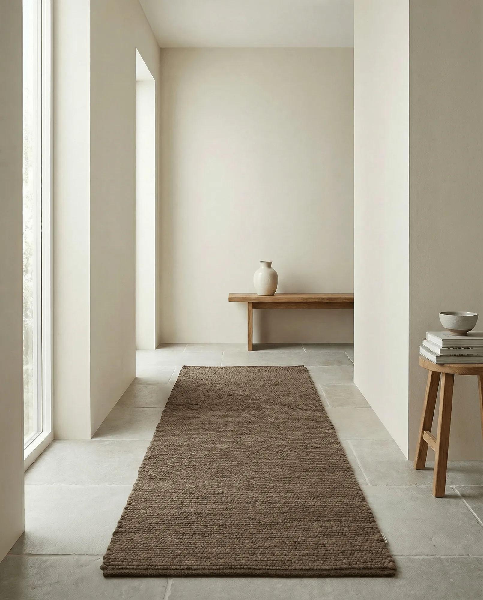 Merino gångmatta, Brun, 80x300 cm Classic Collection