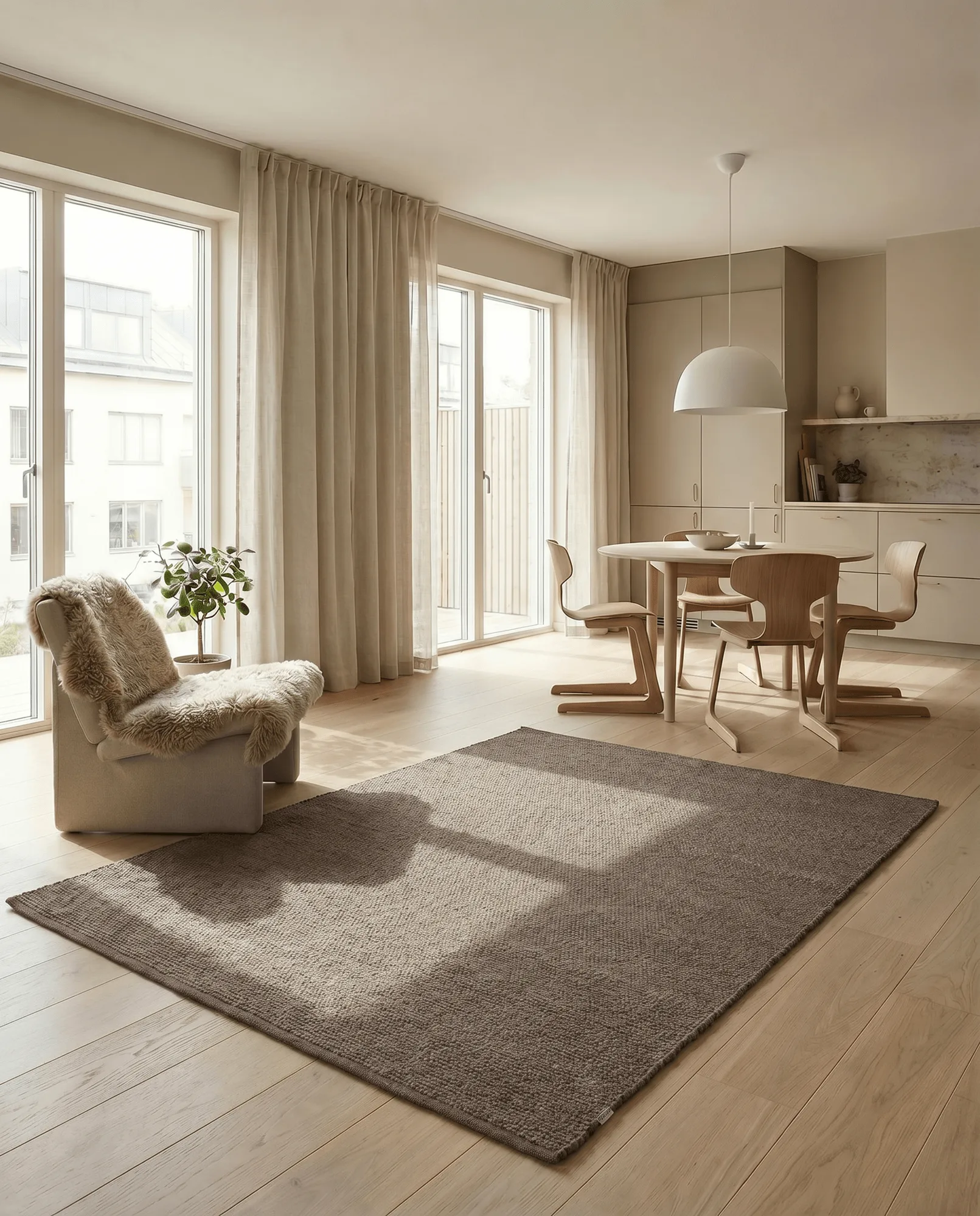 Merino ullmatta, Brun, 300x400 cm Classic Collection