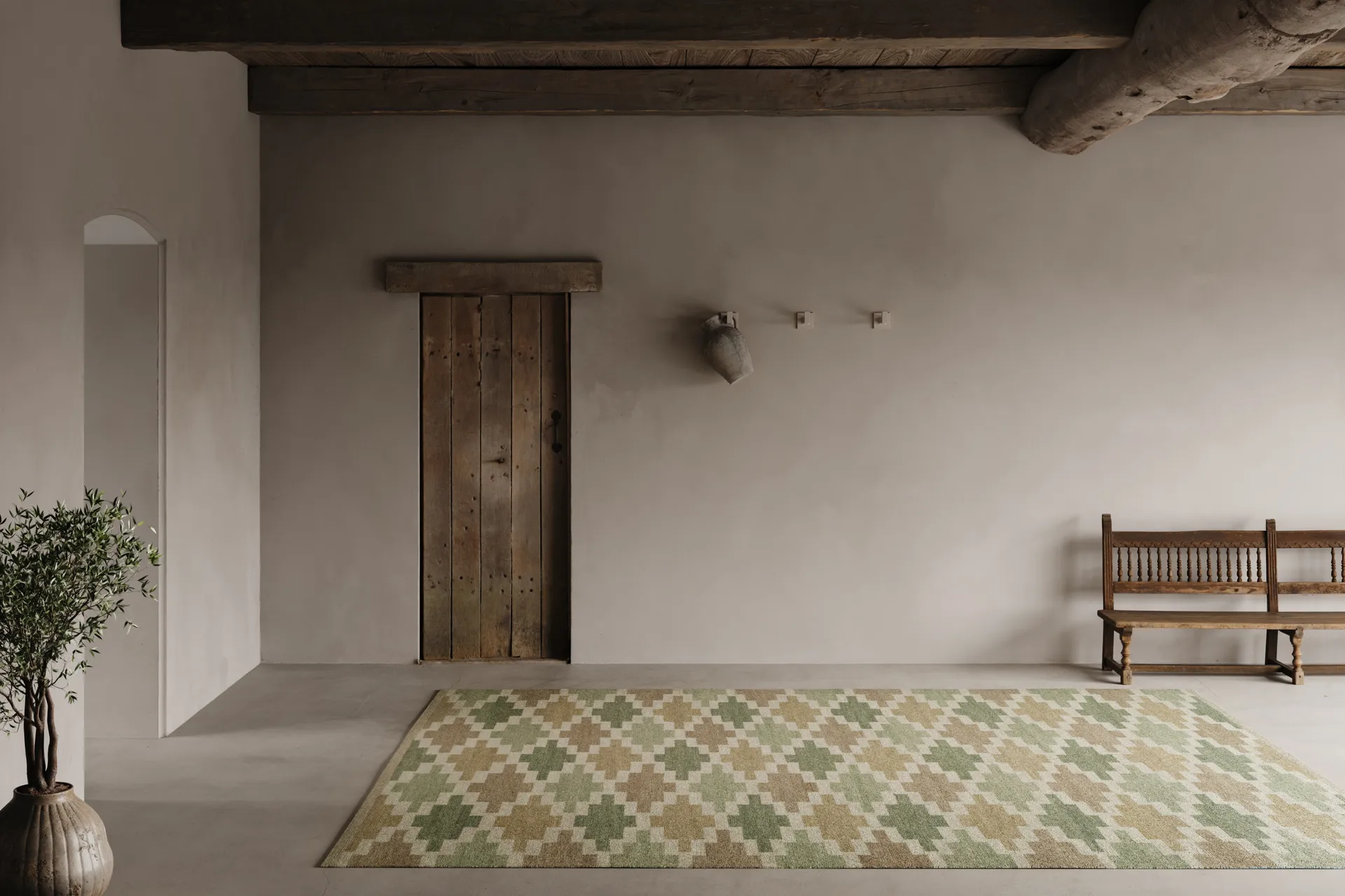 Röllakan Korsnäs matta, Grönbeige, 170x230 cm Classic Collection