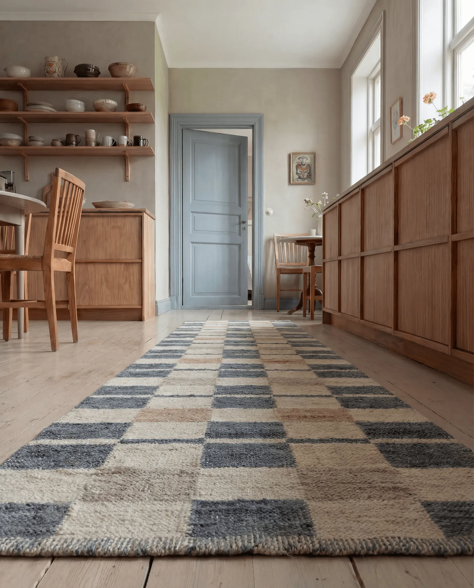 Rutvik matta, Blue, 80x250 cm Classic Collection