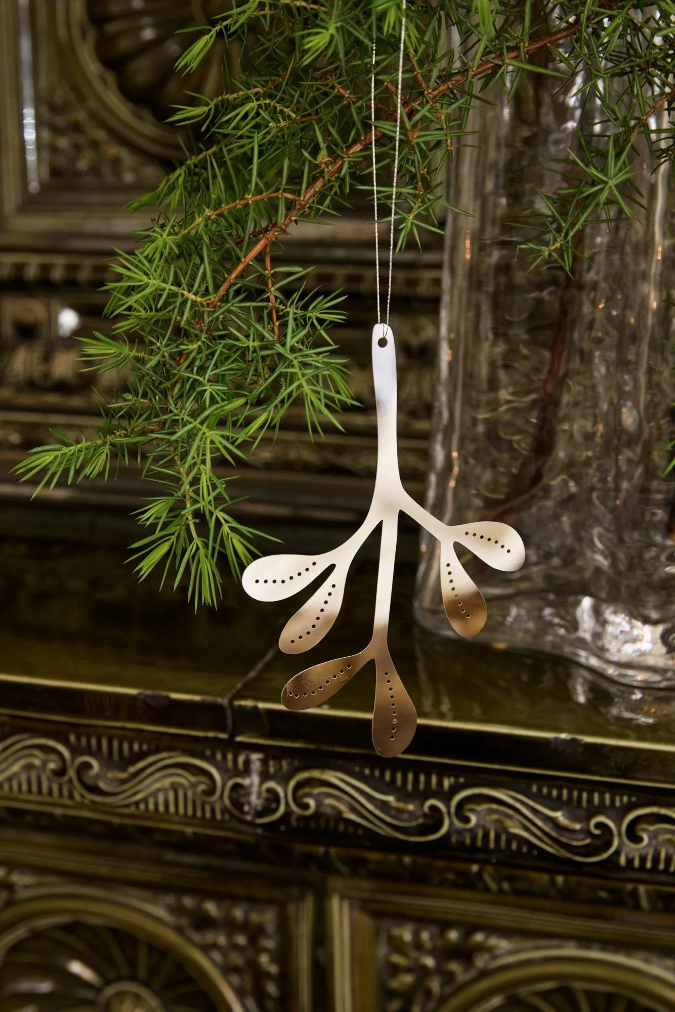 Mistletoe julhänge 2-pack, Rostfritt stål, 12 cm Cooee Design