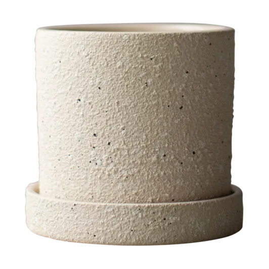 Grow kruka Ø10 cm med fat, Creme structure DBKD