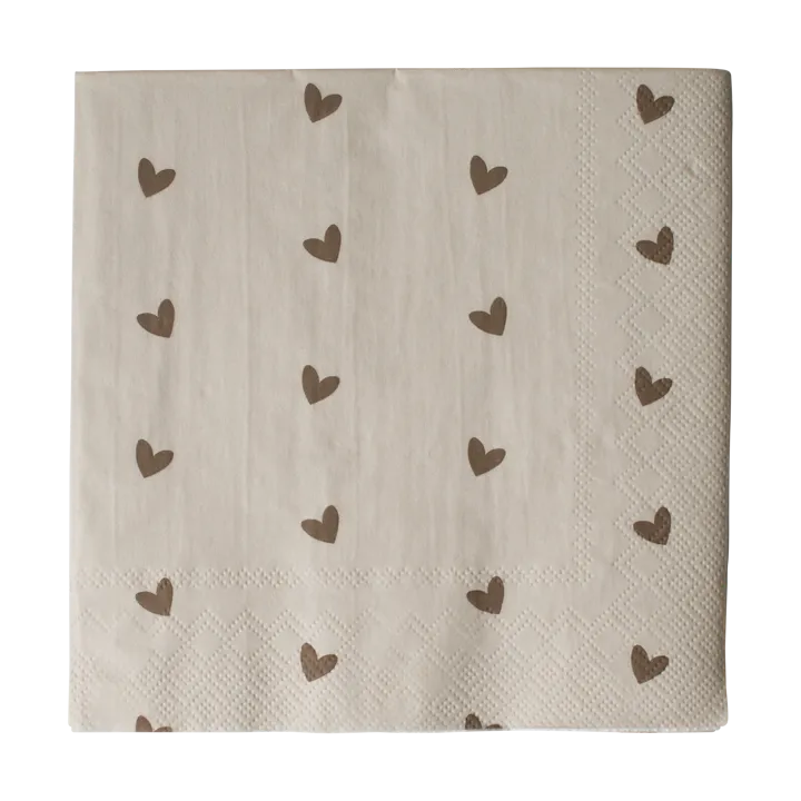 Heart pappersservett 33x33 cm 20-pack - Brown-beige - DBKD