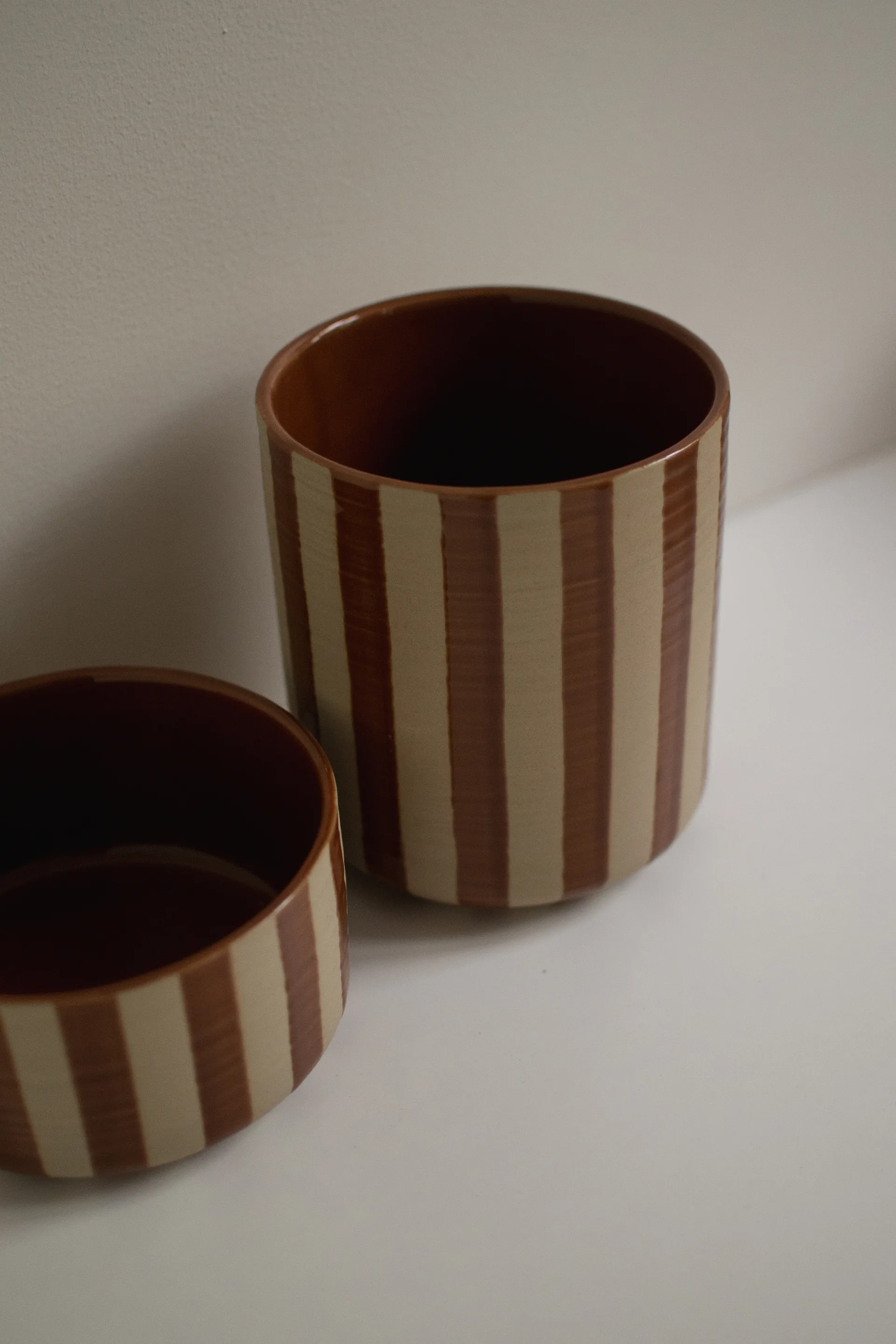 Line kruka Ø14x16 cm, Stripe nougat DBKD