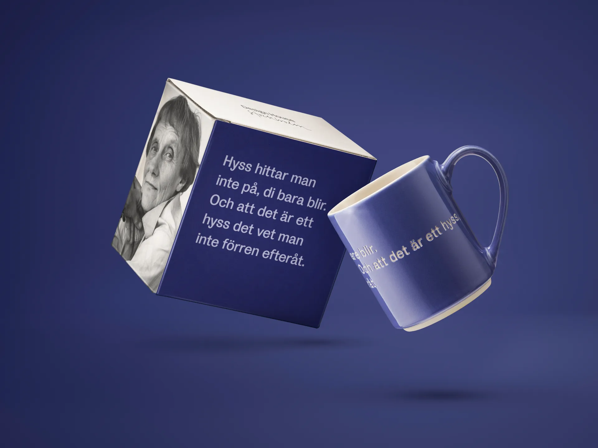 Astrid Lindgren mugg, hyss hittar man inte på, Svensk text Design House Stockholm