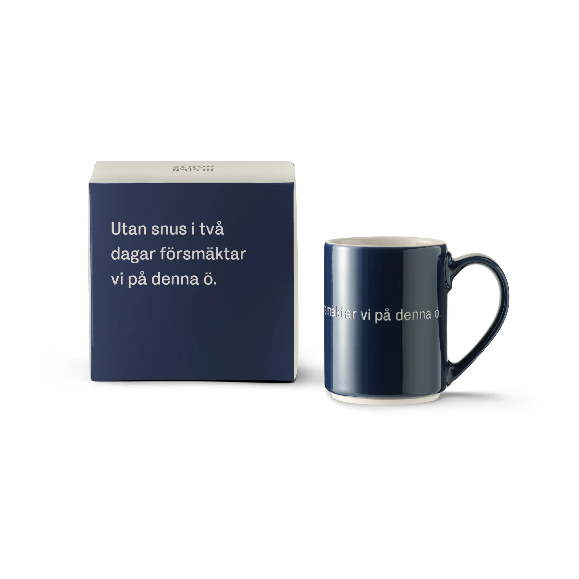 Astrid Lindgren mugg, utan snus i två dagar, Svensk text Design House Stockholm
