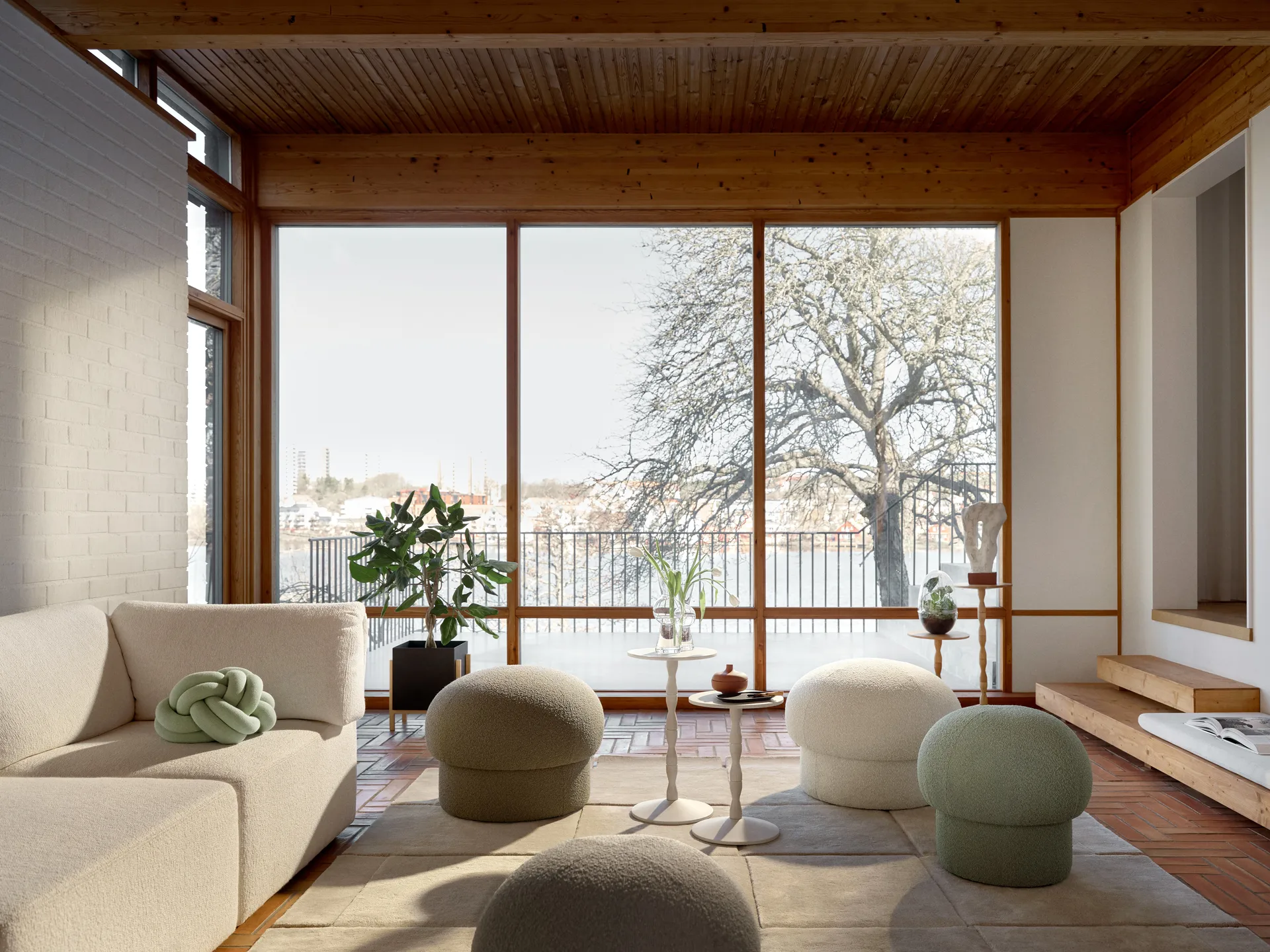 Uno puff Ø65 cm, Cream Design House Stockholm