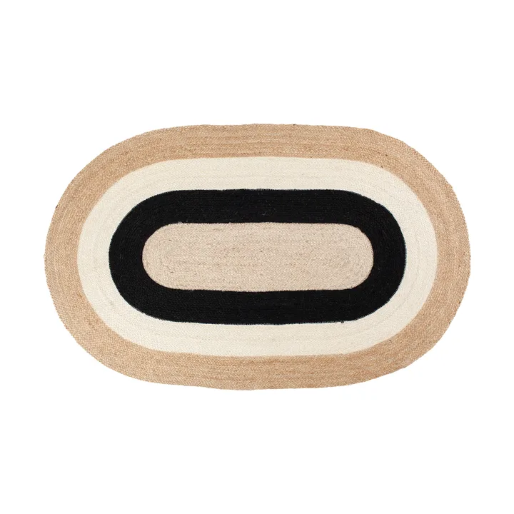 Elin striped oval jutematta 92x150 cm - Black - Dixie