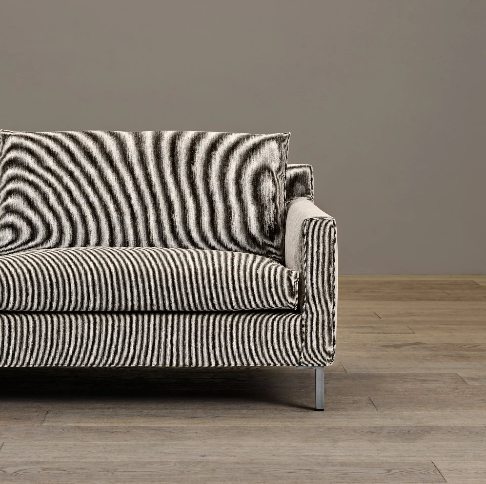 Streamline 3-sits soffa 220 cm, bakar 01 brunbeige-rostfritt stål Eilersen