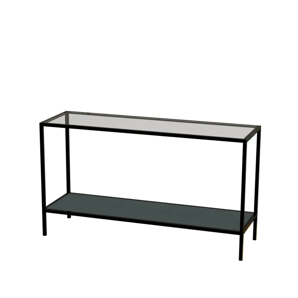2000 Metall avlastningsbord, svart, 1 glasskiva, 1 träskiva Englesson
