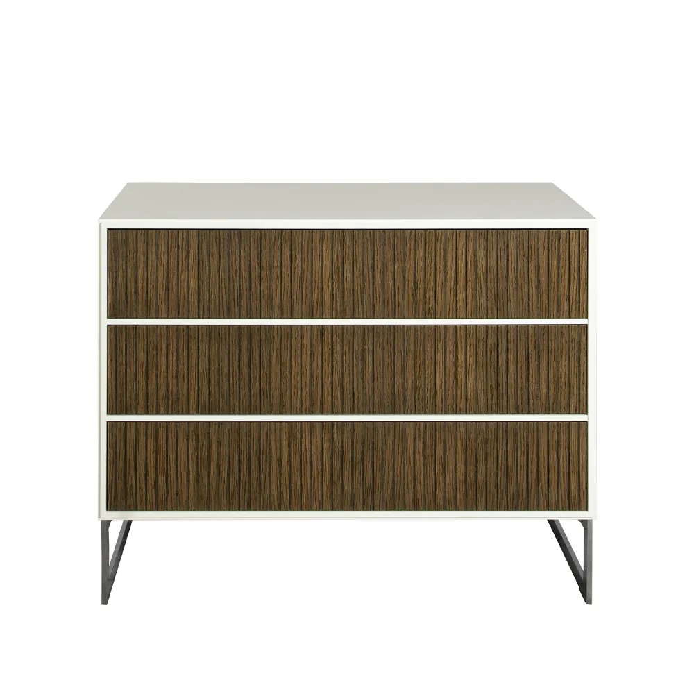 Line byrå, walnut/white, 3 lådor, kromben Englesson