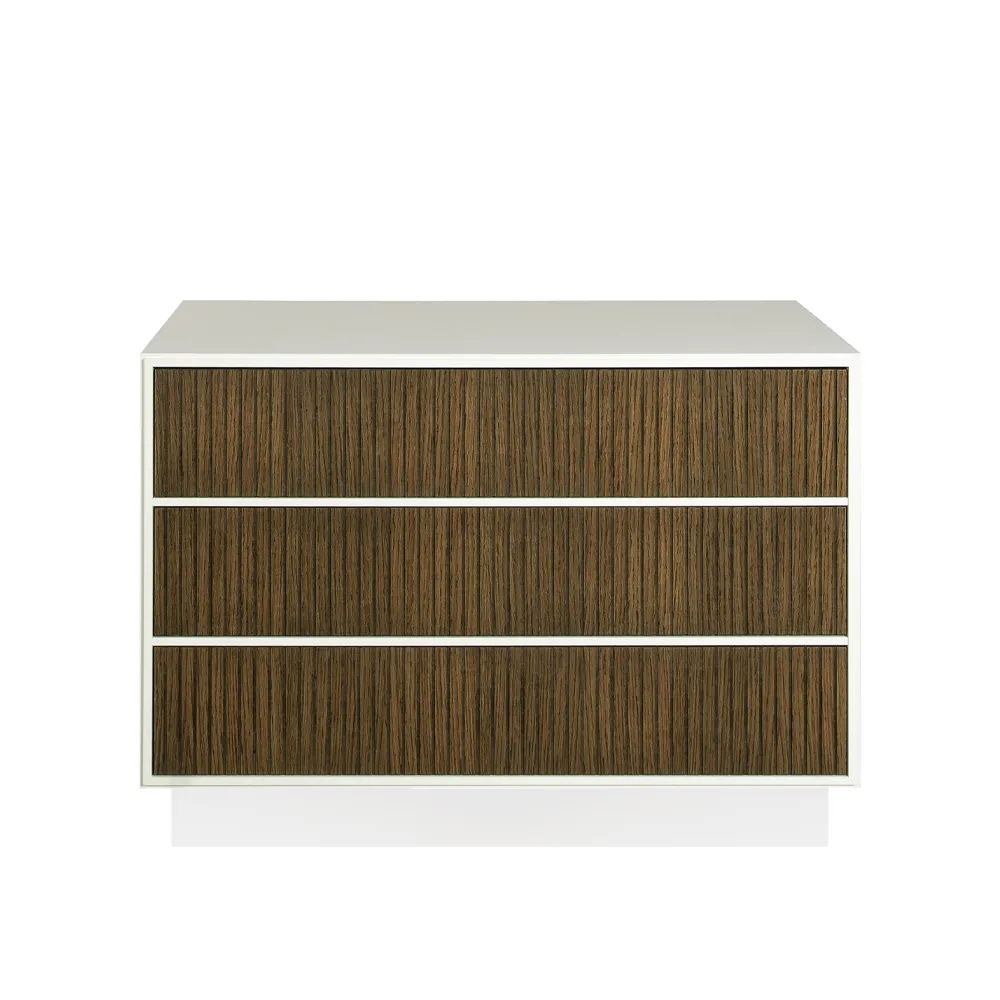 Line byrå, walnut/white, 3 lådor, sockel Englesson