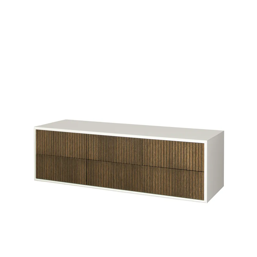 Line byrå, Walnut/white-6 lådor-vägghängd Englesson