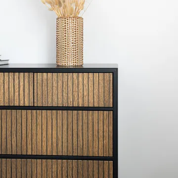 Line Hög byrå - Walnut/black-3+3 lådor-sockel - Englesson