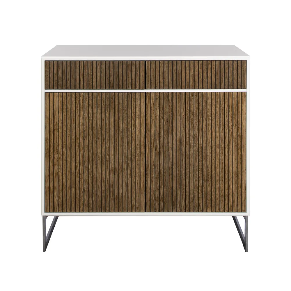 Line Hög skänk, walnut/white, 2dörrar+2lådor+1hylla, kromben Englesson