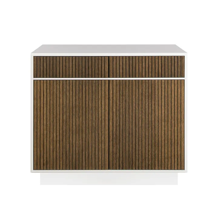Line Hög skänk - walnut/white, 2dörrar+2lådor+1hylla, sockel - Englesson