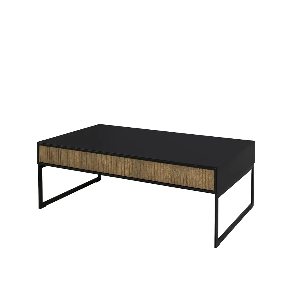 Line soffbord, walnut/black, 130x70cm, svarta metallben Englesson