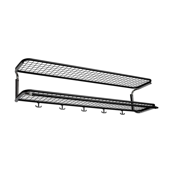 Classic 650 hatthylla - svart/krom, 2 plan, 110 cm - Essem Design