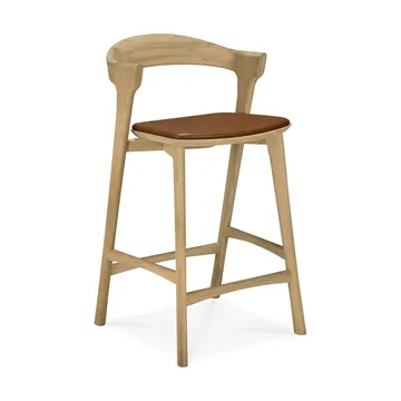 Bok barstol - Lackerad ek-läder Cognac, 65 cm - Ethnicraft