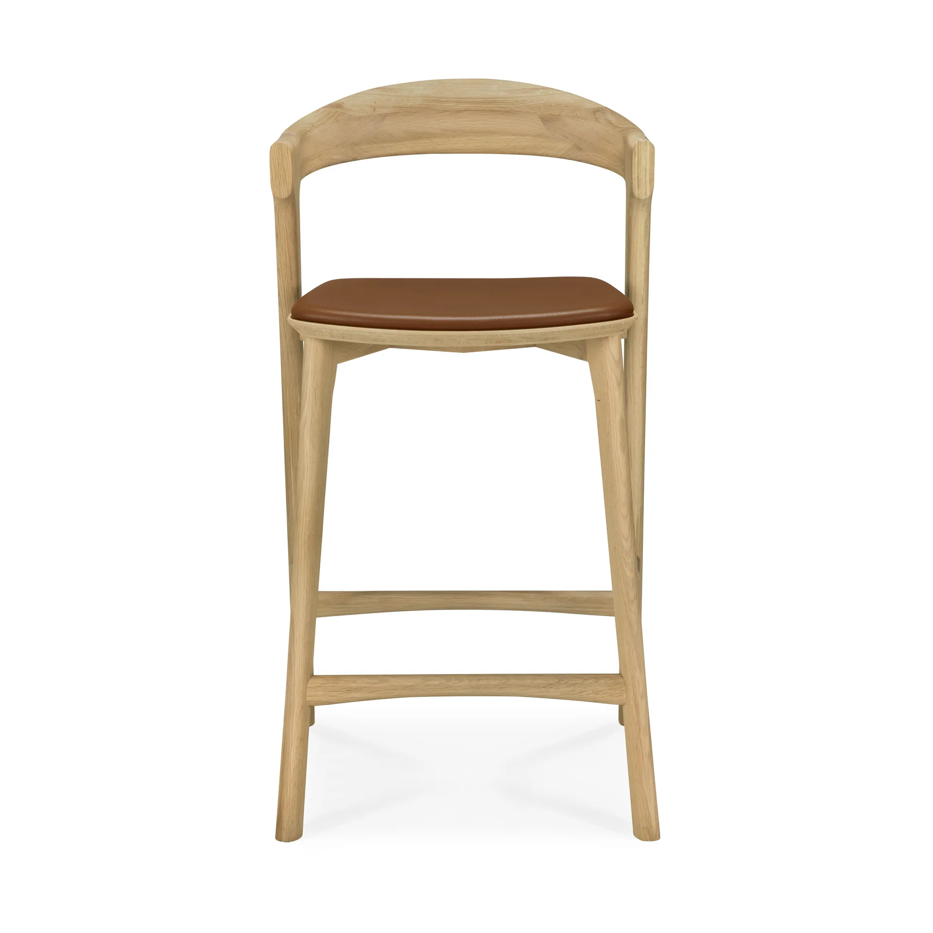 Bok barstol, Lackerad ek-läder Cognac, 65 cm Ethnicraft